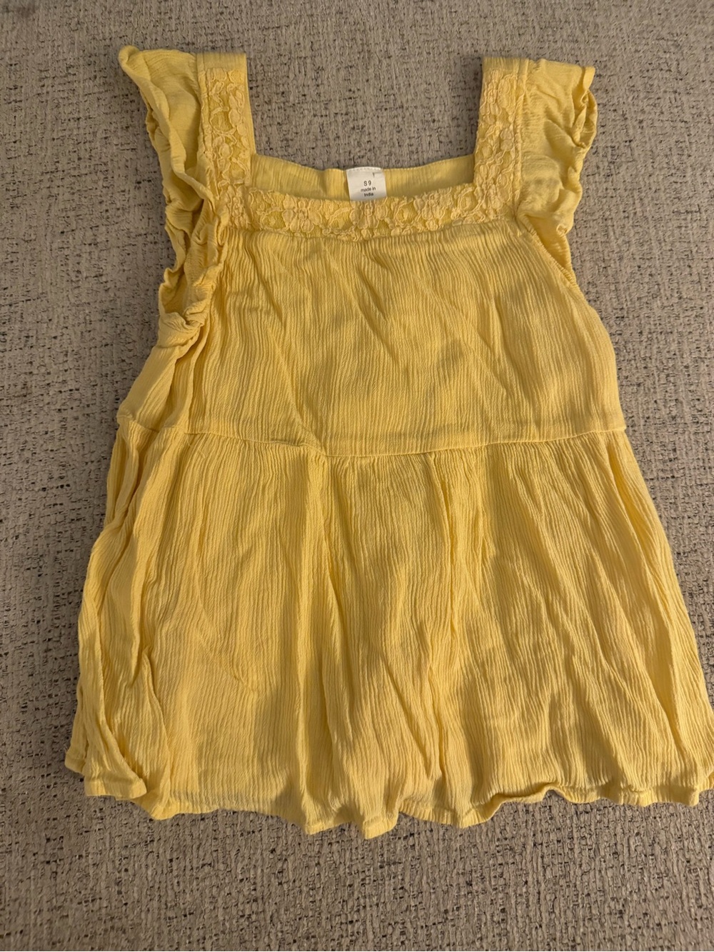 Sunshine Yellow Ruffle-Sleeve Girls' Square Neck Top
